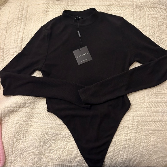 JLUXLABEL Black Mock Neck Bodysuit Large - Picture 2 of 5